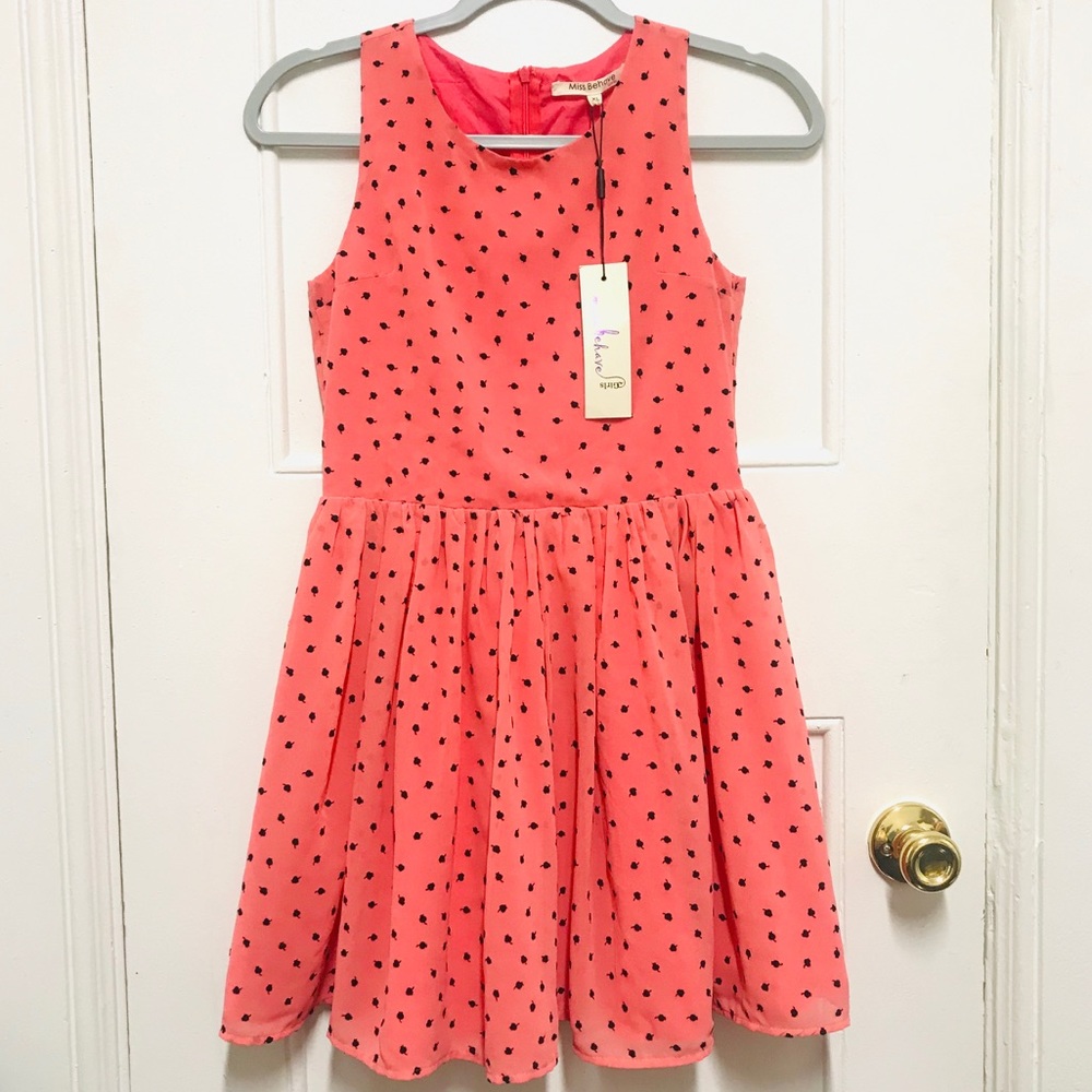 Coral pink chiffon dress for girl. Size XL New NWT